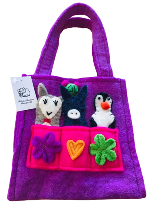 Fair Trade Felt Finger Puppet Bag Purple