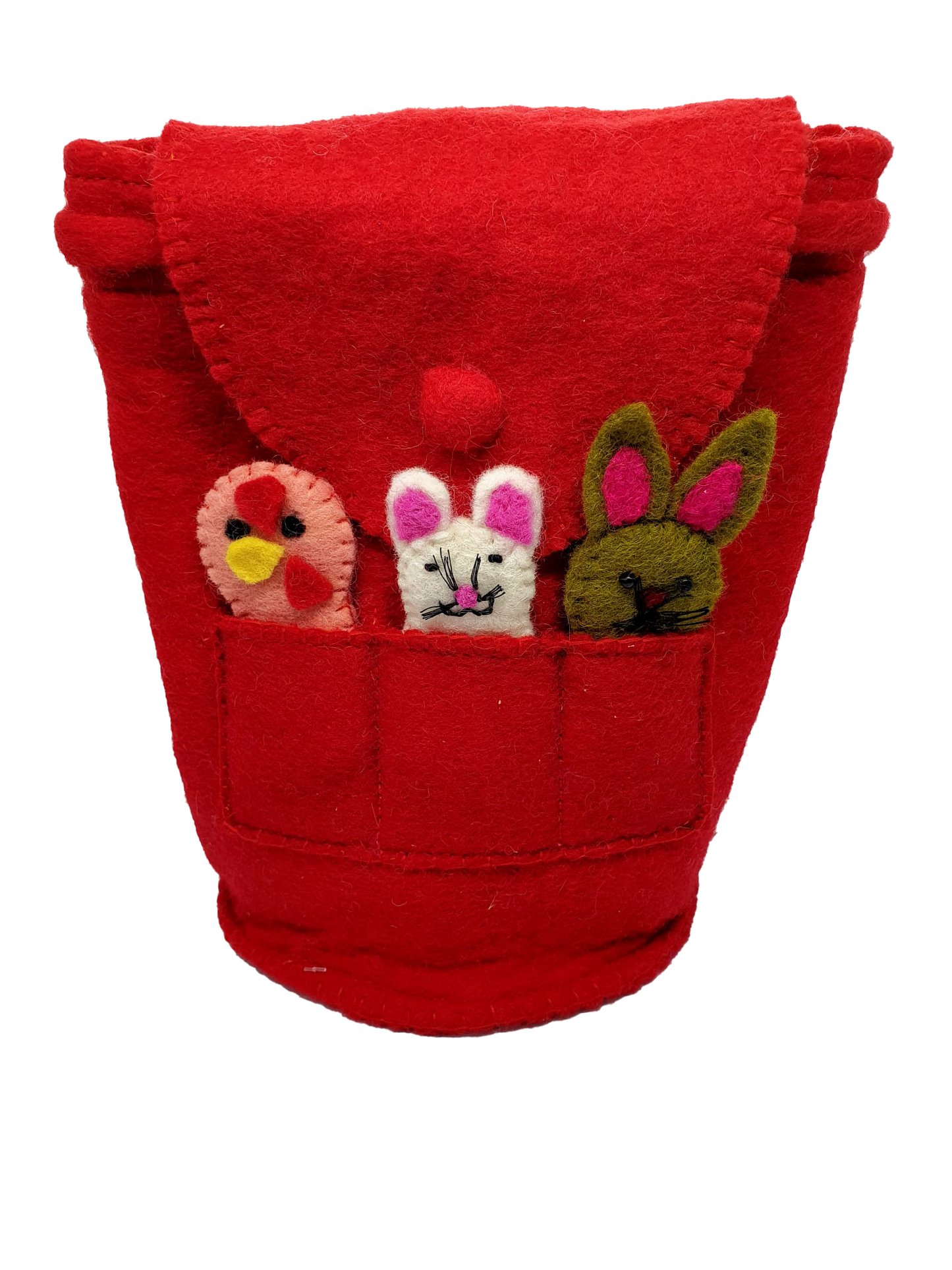 Fair Trade Felt Finger Puppet Backpack- Red