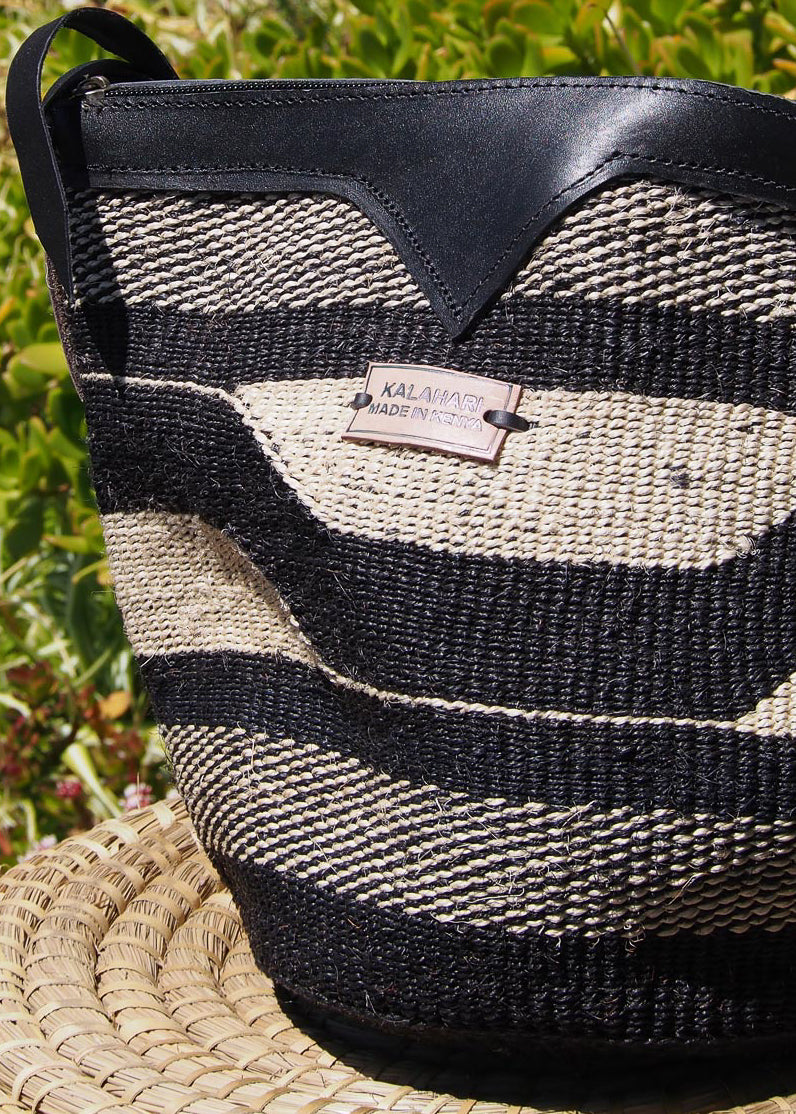 B&W CORETTA SISAL BAG – KITENGE- B