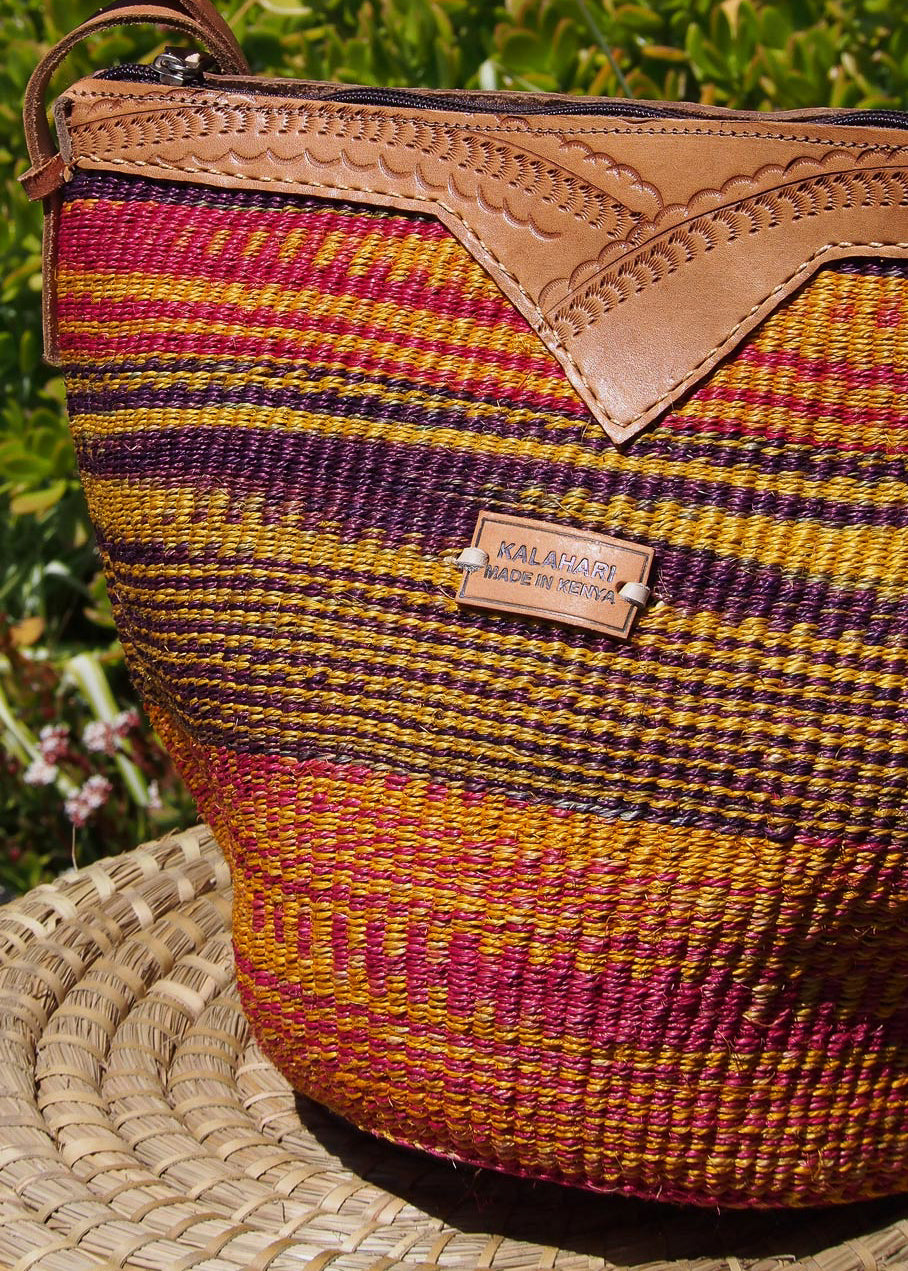 CORETTA COLOURFUL SISAL BAG – KITENGE- A