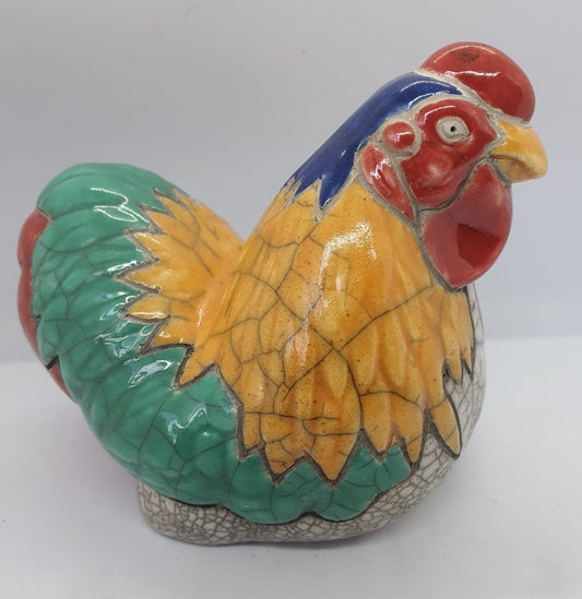 Raku- Farmyard Coloured Hen