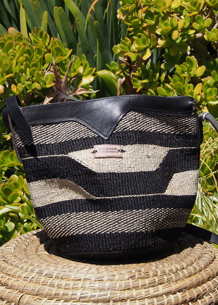 B&W CORETTA SISAL BAG – KITENGE- B