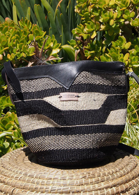 B&W CORETTA SISAL BAG – KITENGE- B