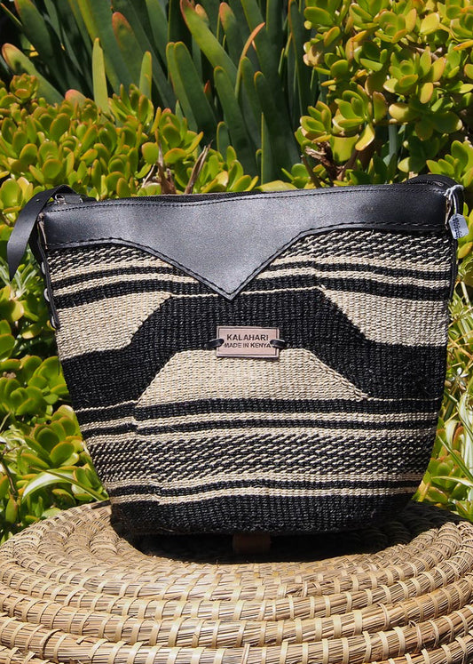 B&W CORETTA SISAL BAG – KITENGE- C