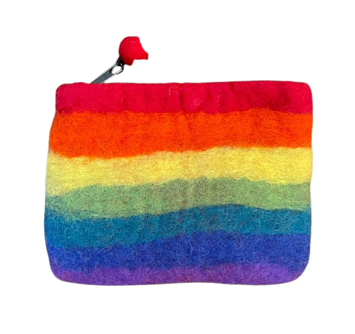 Fair Trade Felt Flower Purse Rainbow