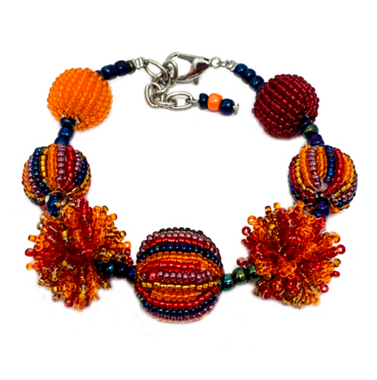 Juju Beadwork- Gold PomPom Bracelet