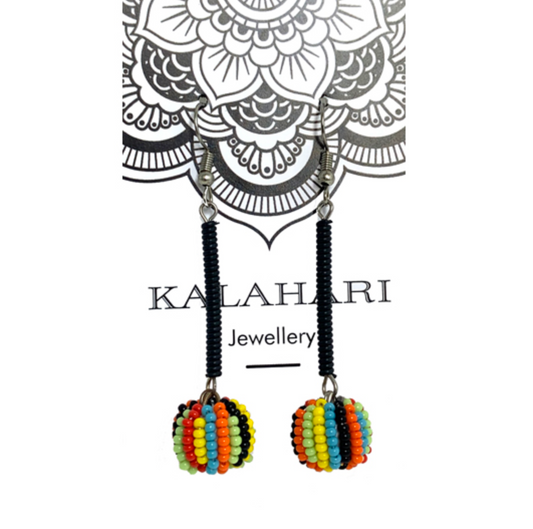 Juju Beadwork- Rainbow Bobble Drop Earring
