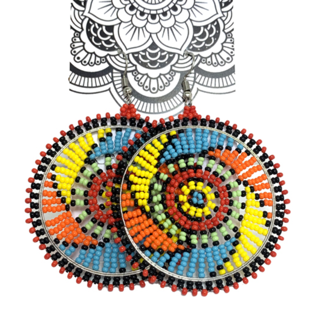 Juju Beadwork- Rainbow Bobble Large Disc Earring