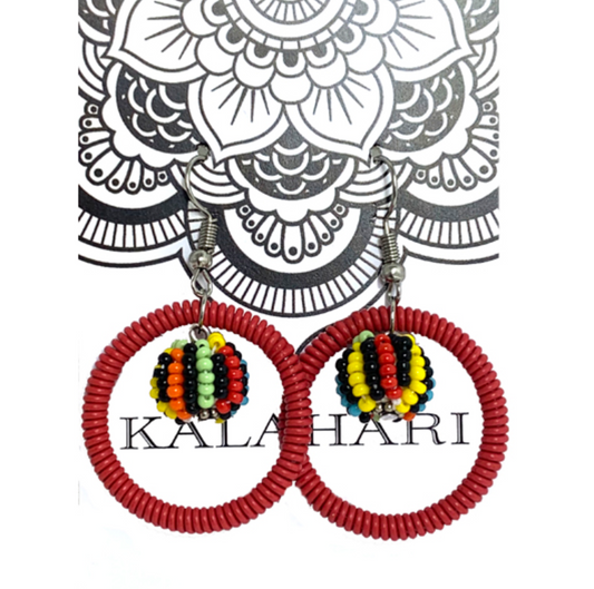 Juju Beadwork- Rainbow Bobble Ring Earring