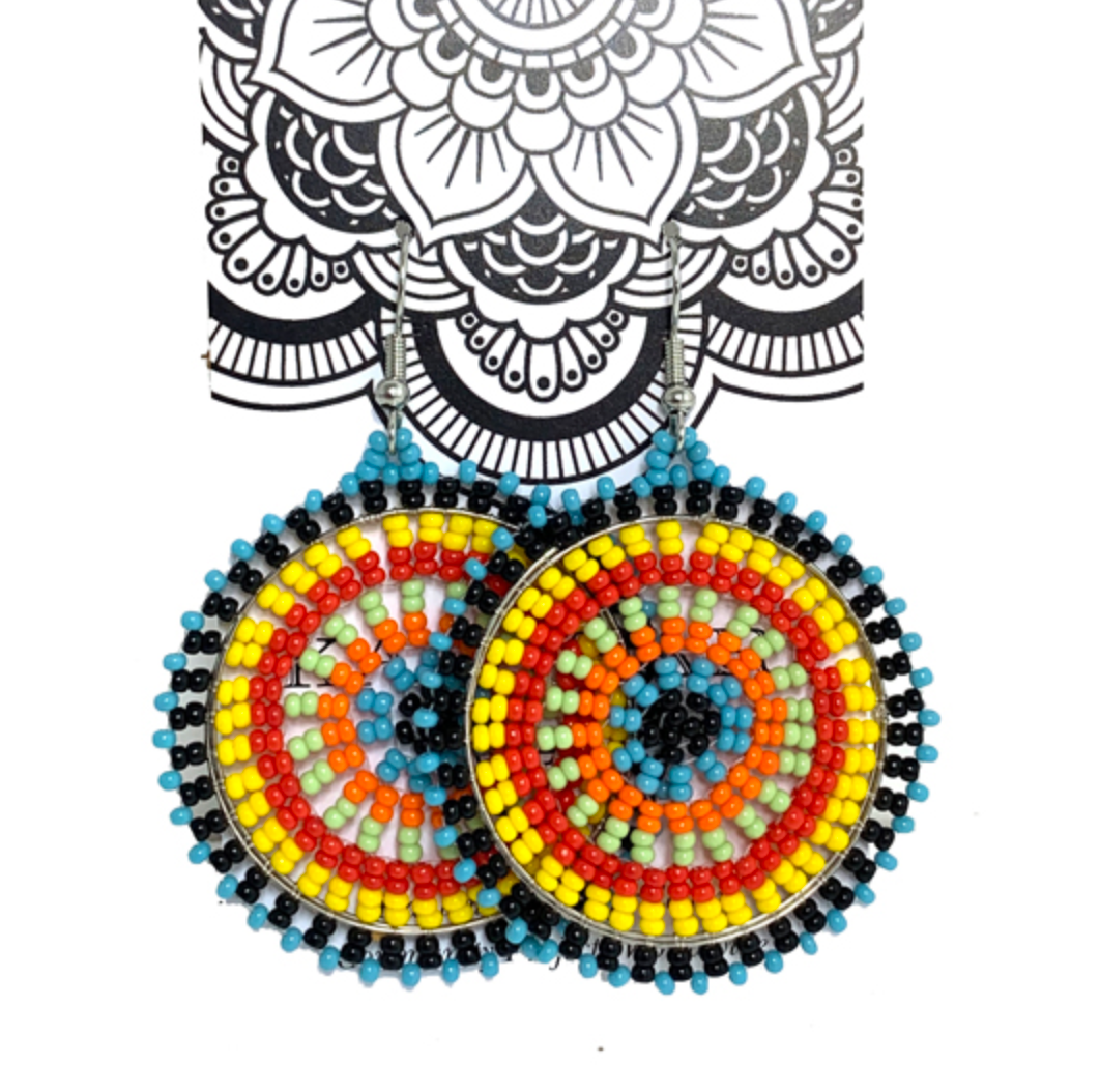 Juju Beadwork- Rainbow Bobble Small Disc Earring