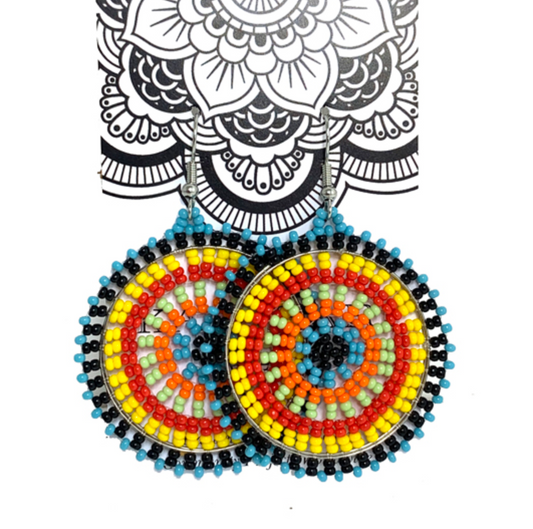 Juju Beadwork- Rainbow Bobble Small Disc Earring