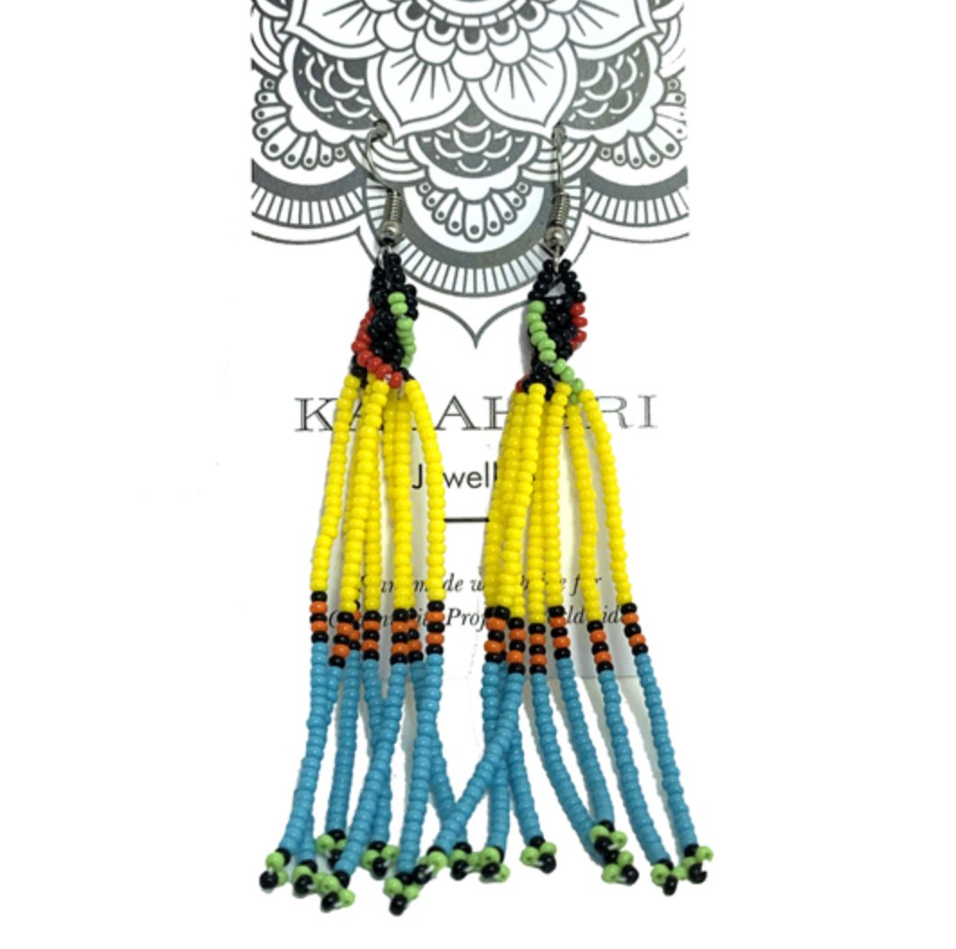 Juju Beadwork- Rainbow Bobble Twisted Earring