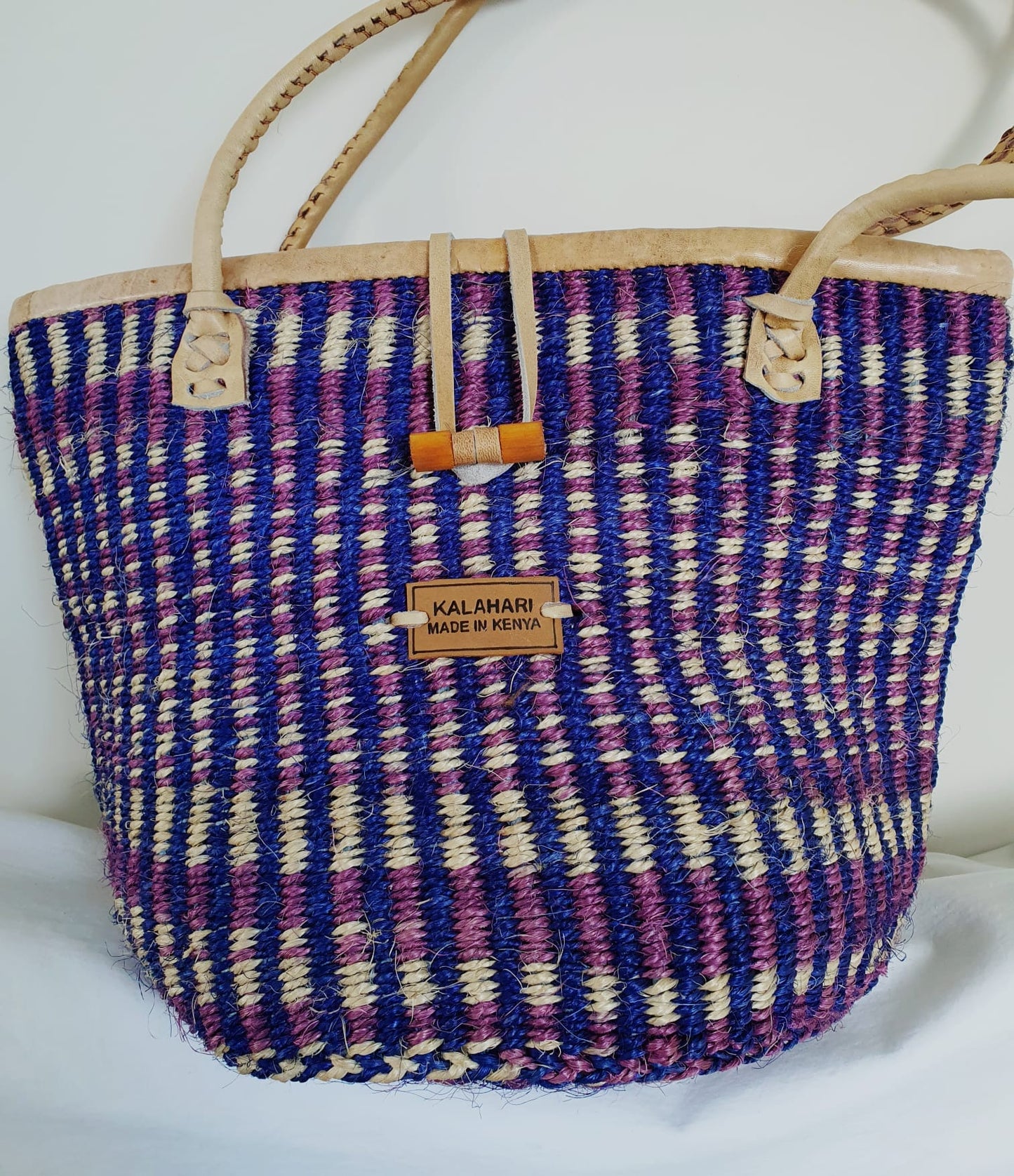 MAUVE AND ROYAL BLUE KALAHARI SISAL BAG
