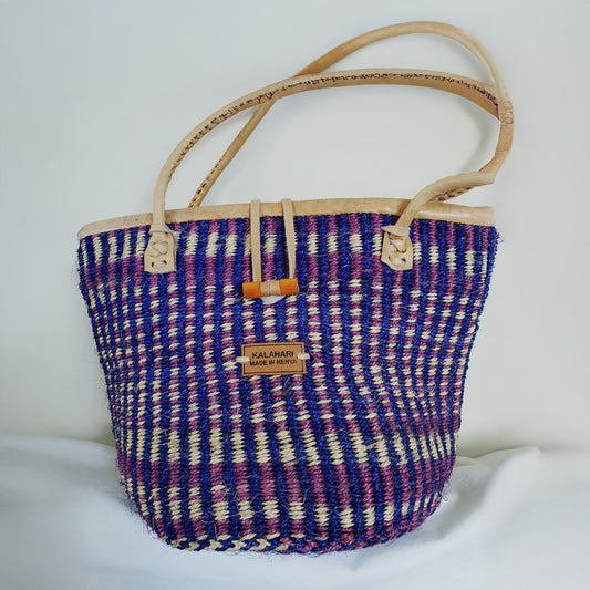 MAUVE AND ROYAL BLUE KALAHARI SISAL BAG
