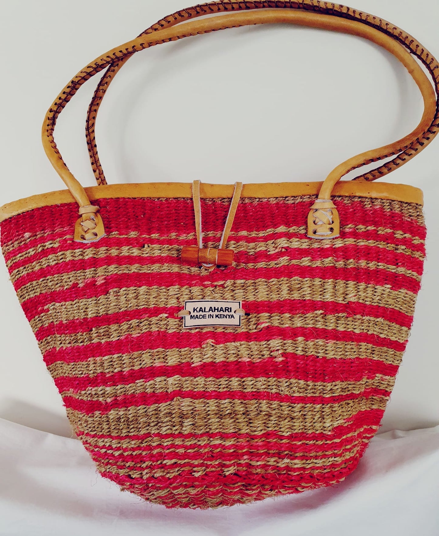 PINK STRIPE KALAHARI SISAL BAG
