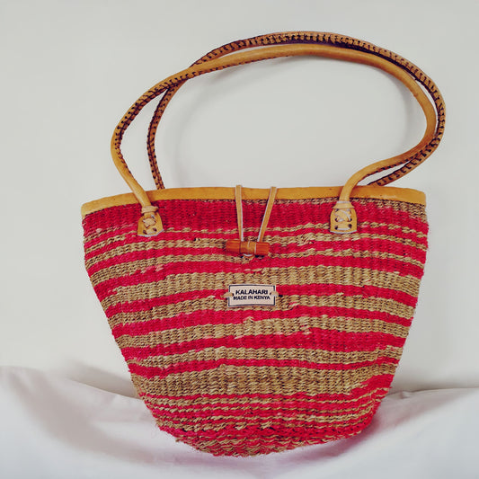 PINK STRIPE KALAHARI SISAL BAG