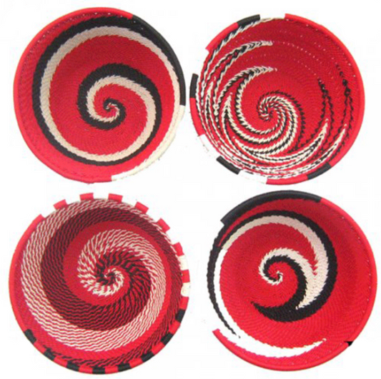 Telephone Wire Bowls- XL Red, Black and White Bowl- 17 cm