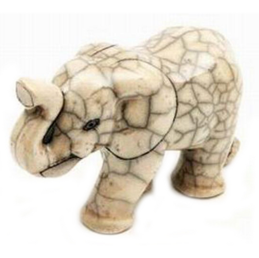 Raku-Small Elephant Walking- White