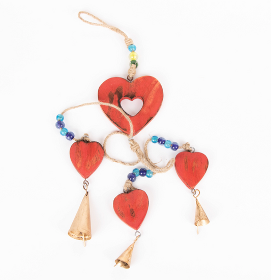 Bell hanging with red hearts