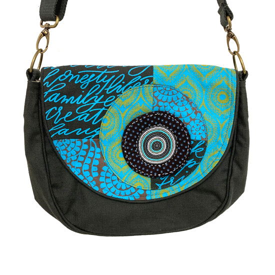 TURQUOISE SHWESHWE BROOCH BAG