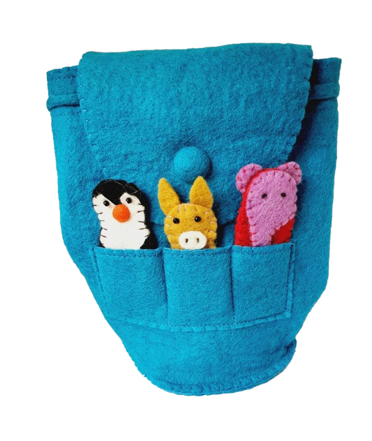 Fair Trade Felt Finger Puppet Backpack- Turquoise
